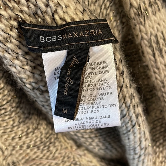 BCBGMAXAZRIA open high low cardigan sweater wool blend pockets geo hem back Med - Picture 9 of 10